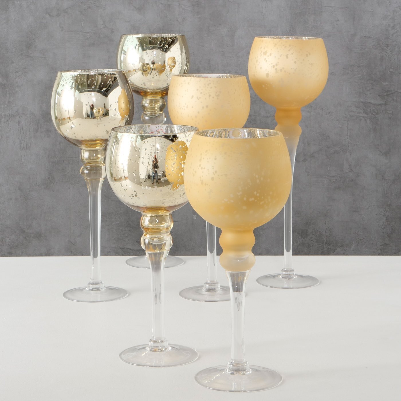 3er Set Windlicht Manou silber, gold 