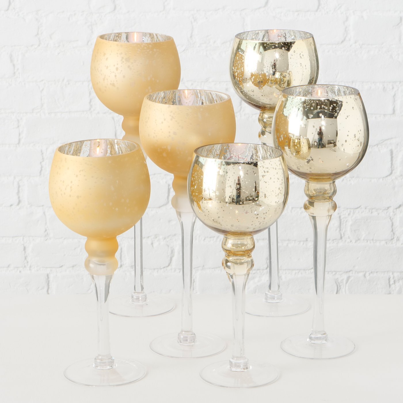 3er Set Windlicht Manou silber, gold 