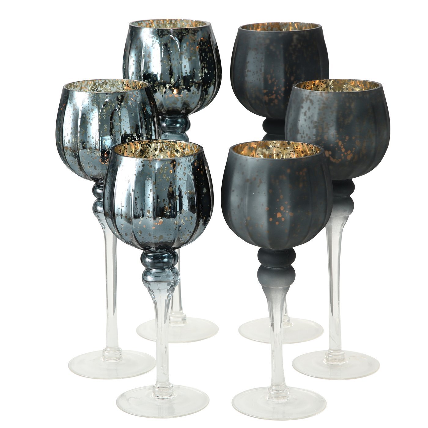 3er Set Windlicht Manou silber, schwarz 