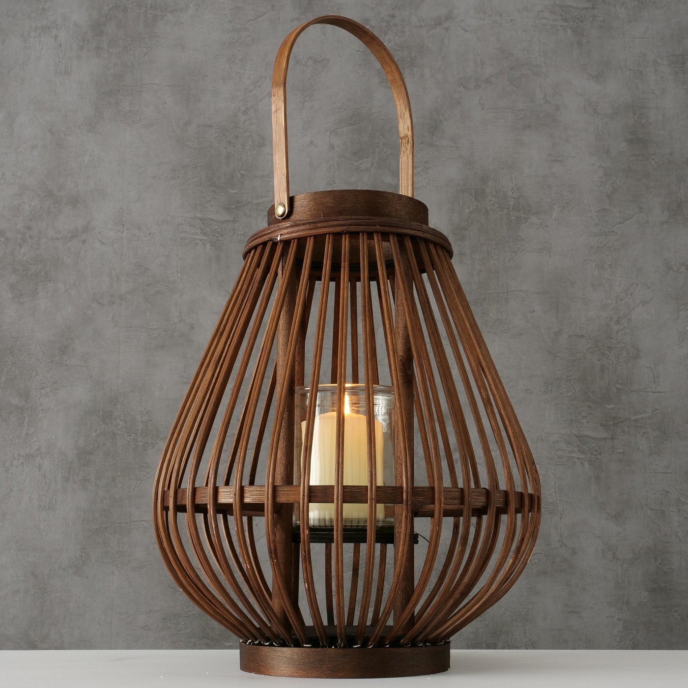 Bambus Windlicht Tomke, natur 33 cm, Ø 28 cm