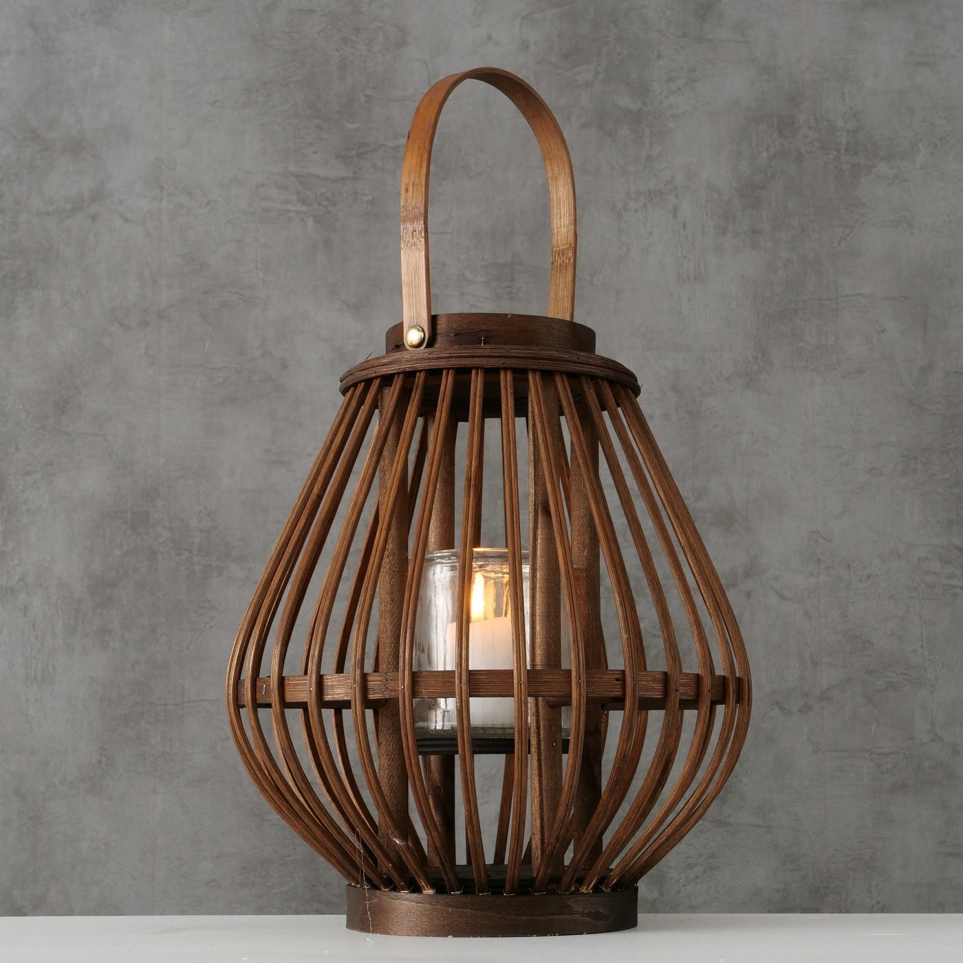 Bambus Windlicht Tomke, natur 27 cm, Ø 23 cm