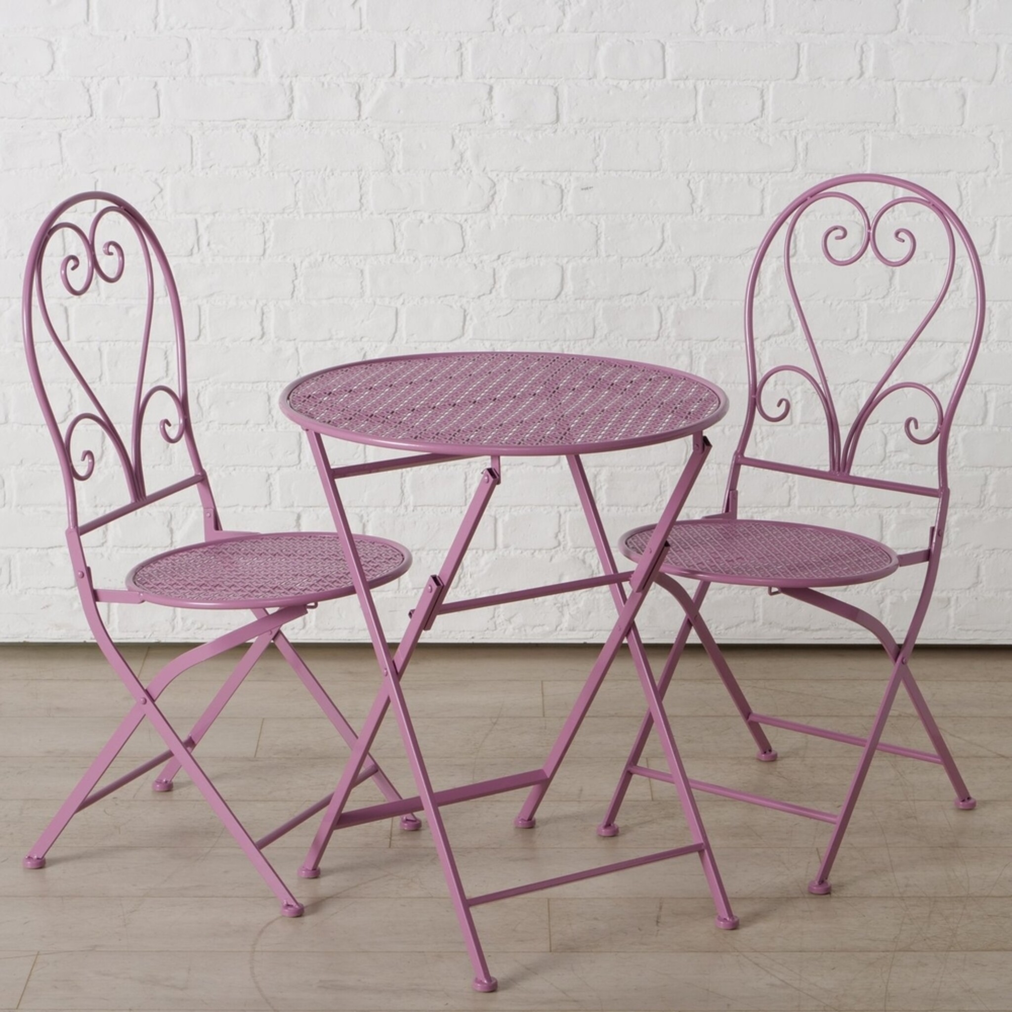 Bistro Tisch mit 2 Stühle Clarissa, violett 