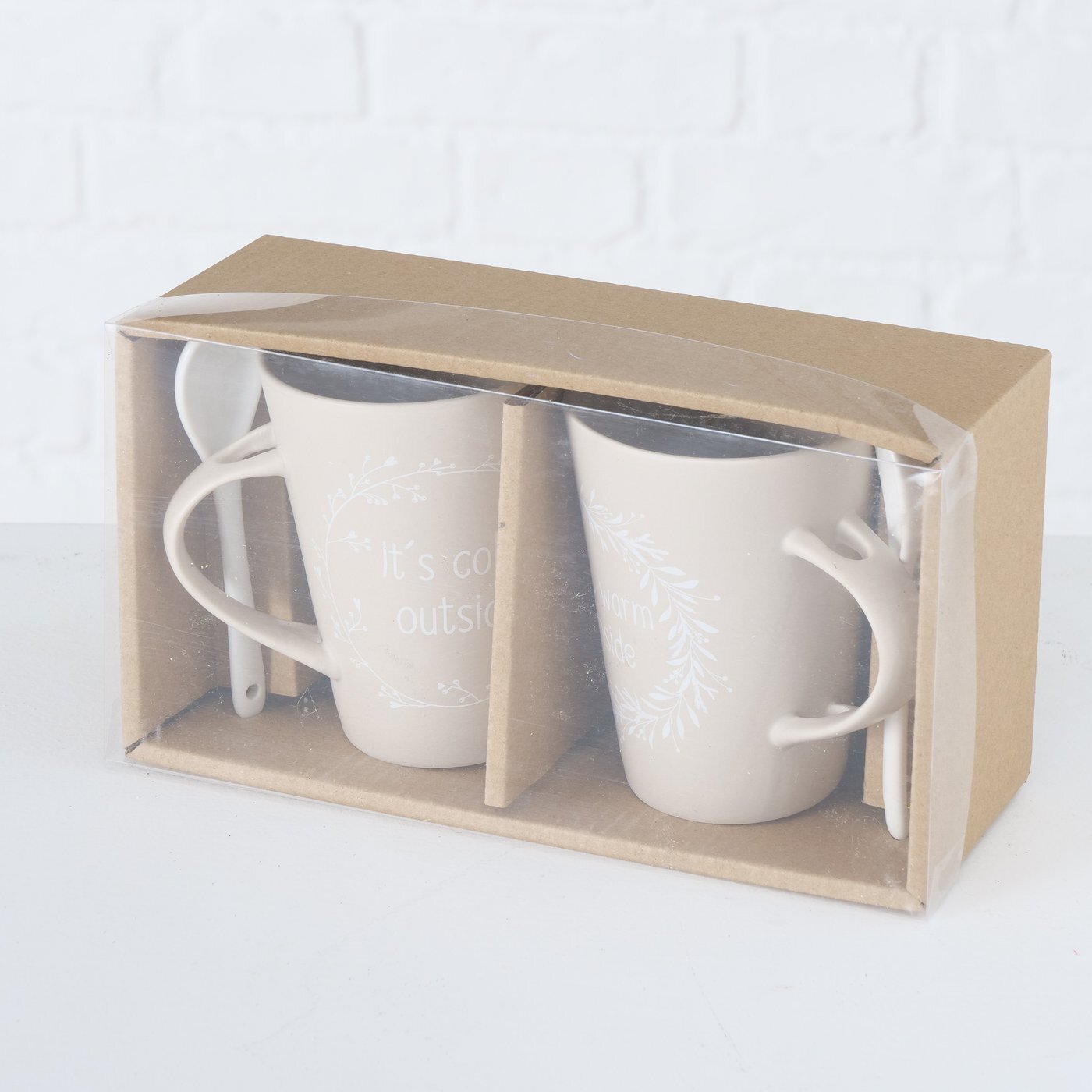 Becher Berry mit Löffel 2er Set, beige 