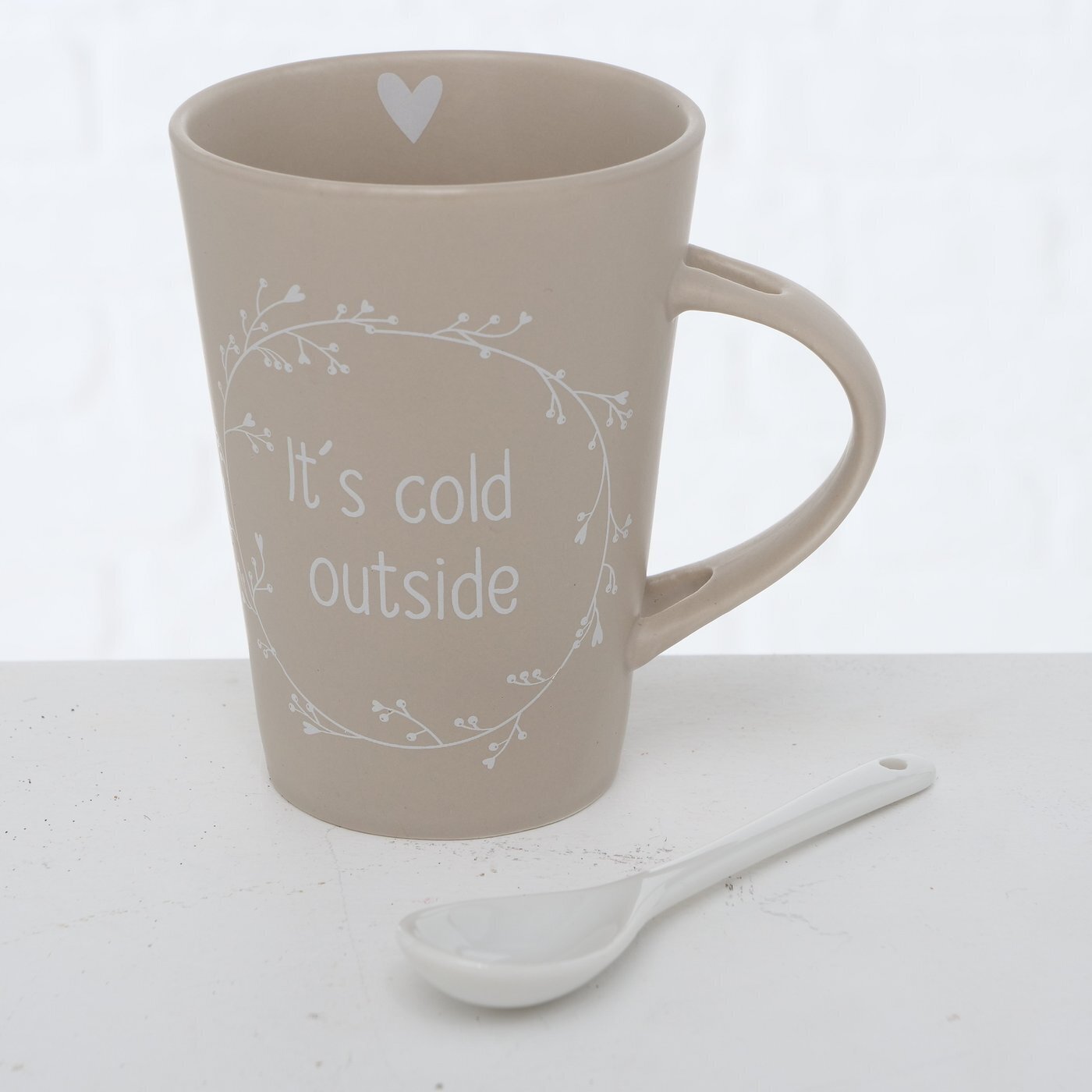 Becher Berry mit Löffel 2er Set, beige 