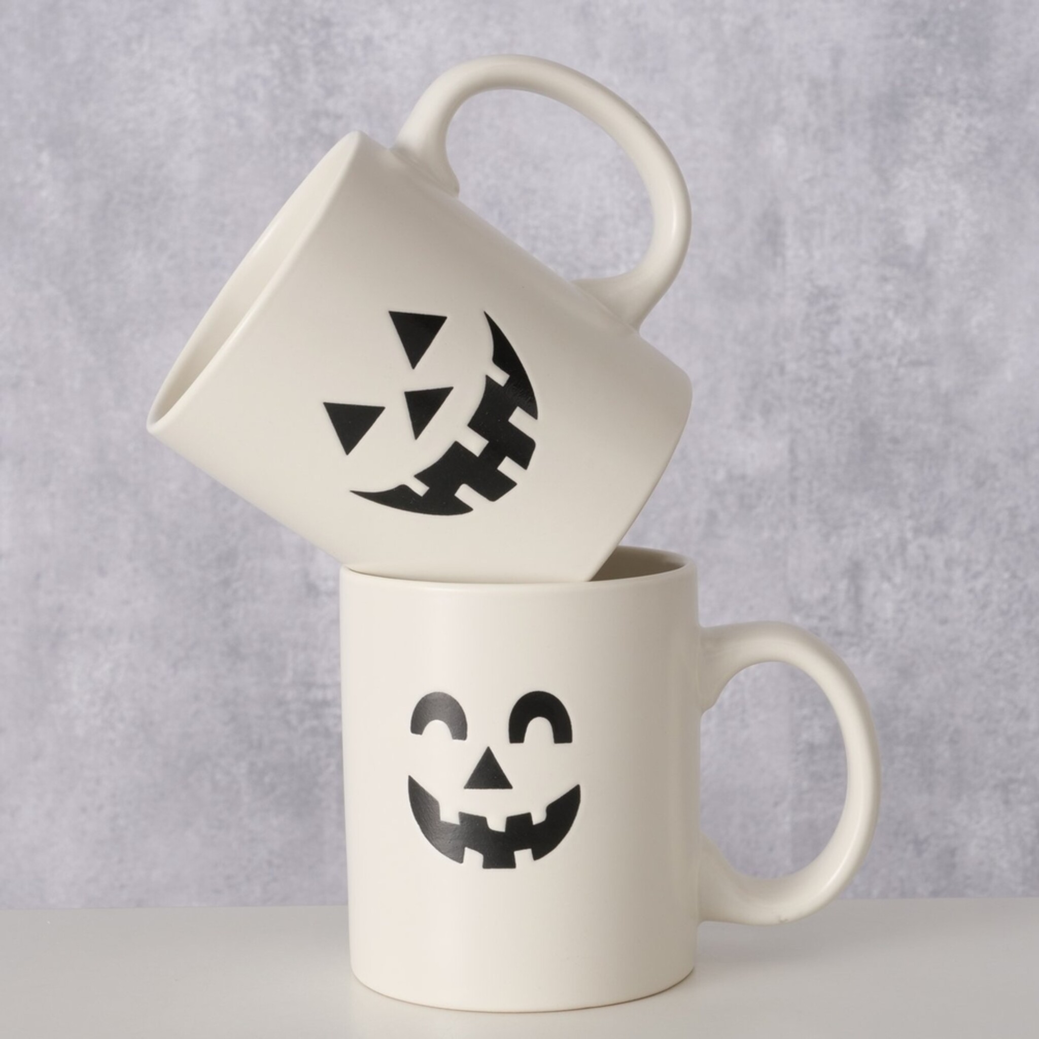 Halloween Becher Boo, 2er Set aus Keramik, weiss 