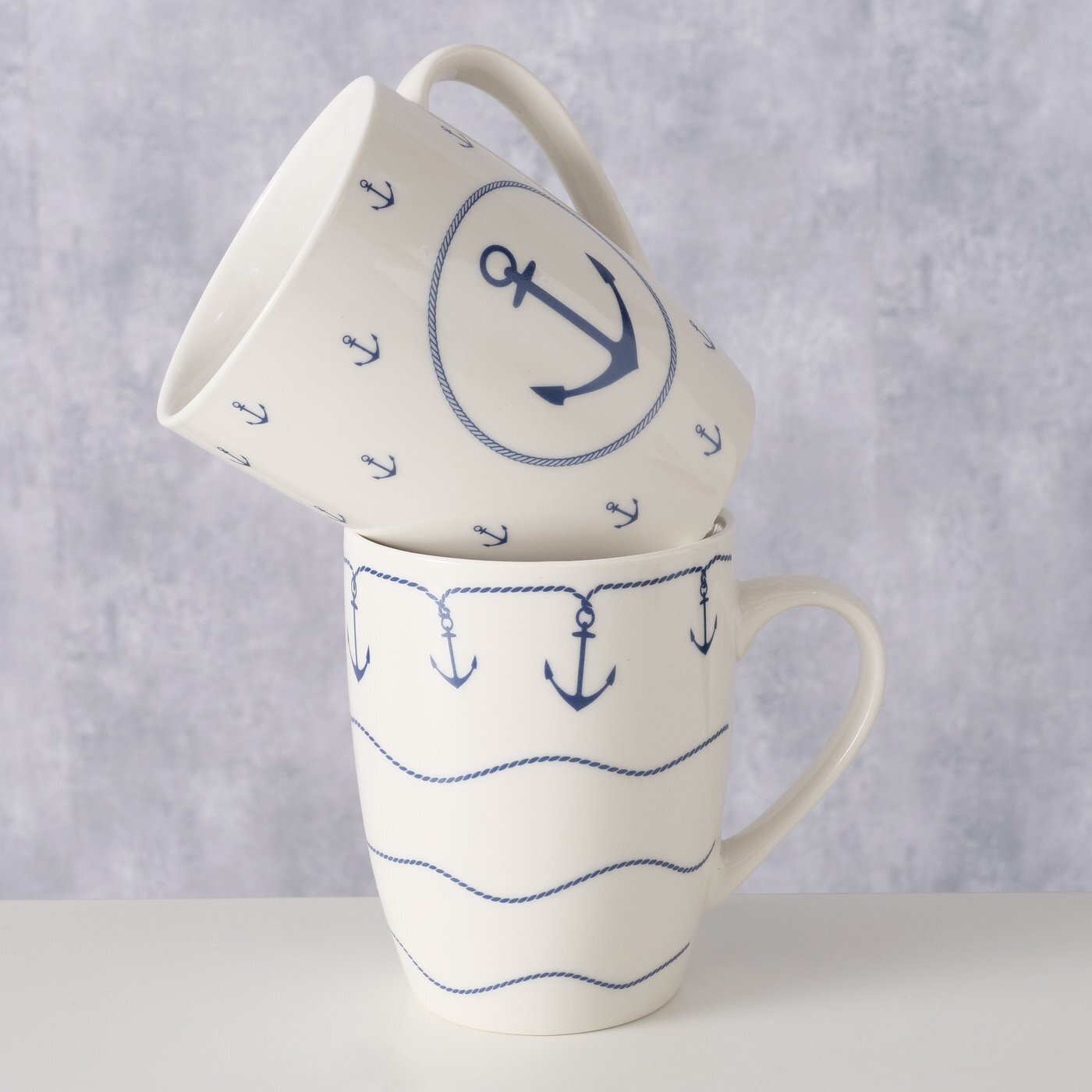 Becher Büsum mit Anker, 2er-Set, weiss 