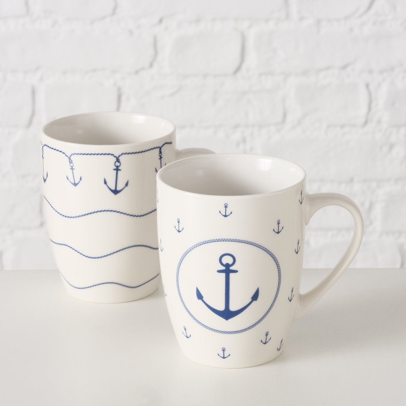 Becher Büsum mit Anker, 2er-Set, weiss 