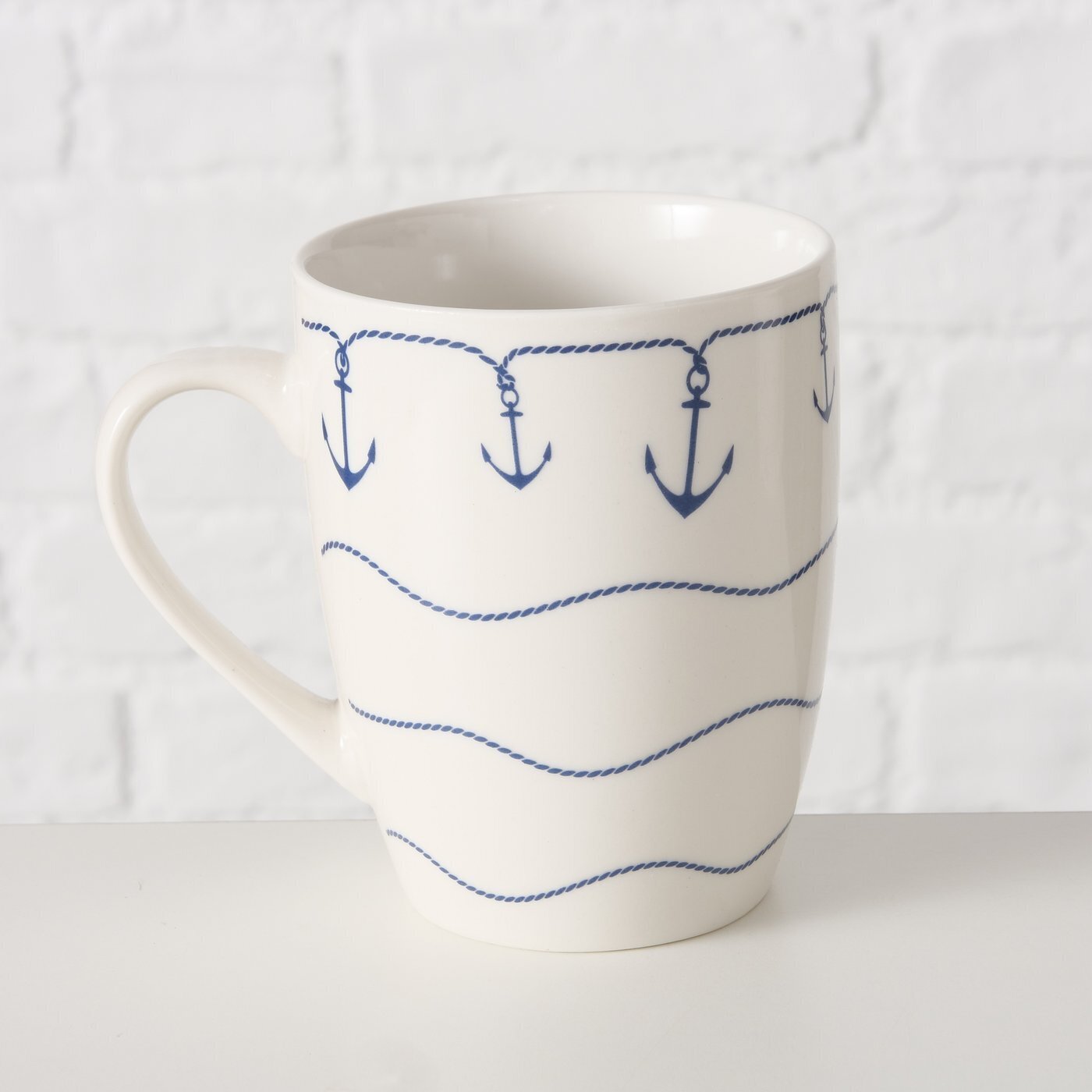 Becher Büsum mit Anker, 2er-Set, weiss 