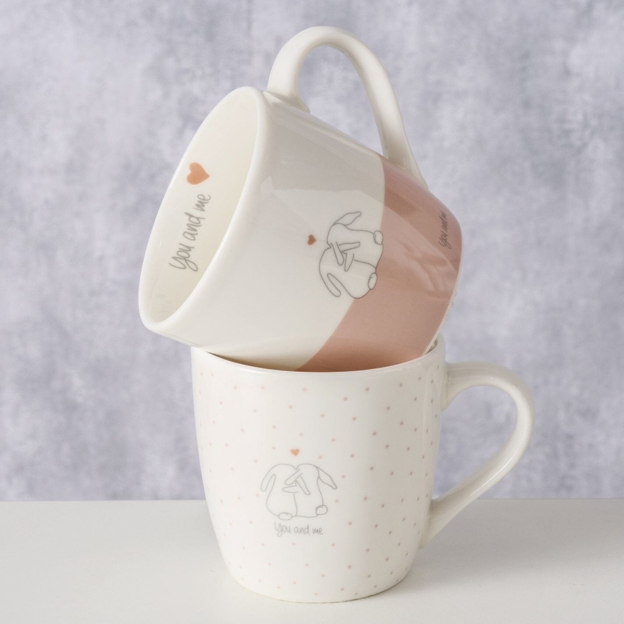 Becher You&Me, 2er Set, weiss 