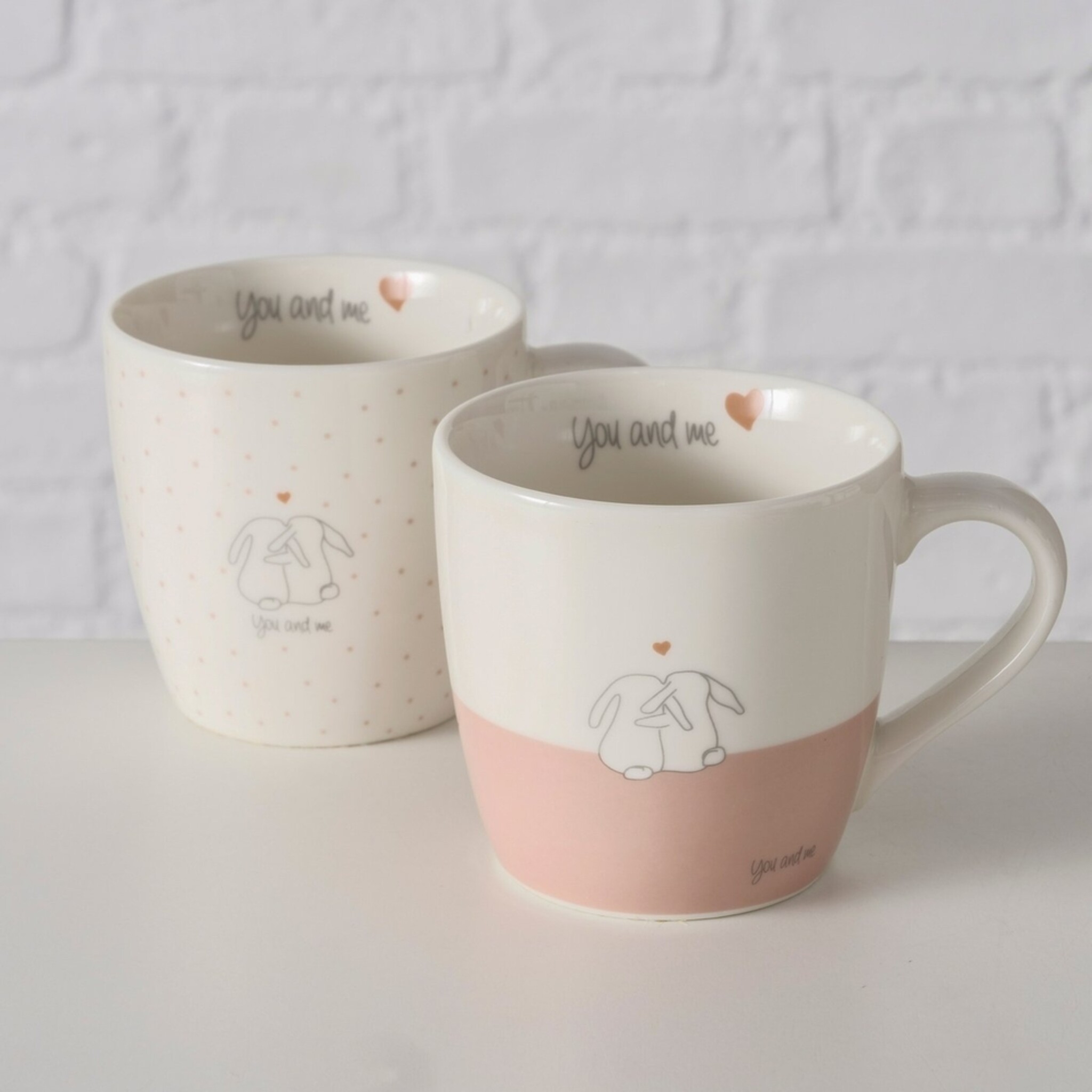 Becher You&Me, 2er Set, weiss 