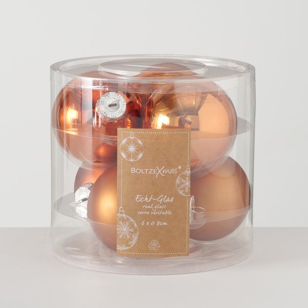 Weihnachtskugeln Ø 8 cm, 6 tlg, kupfer 