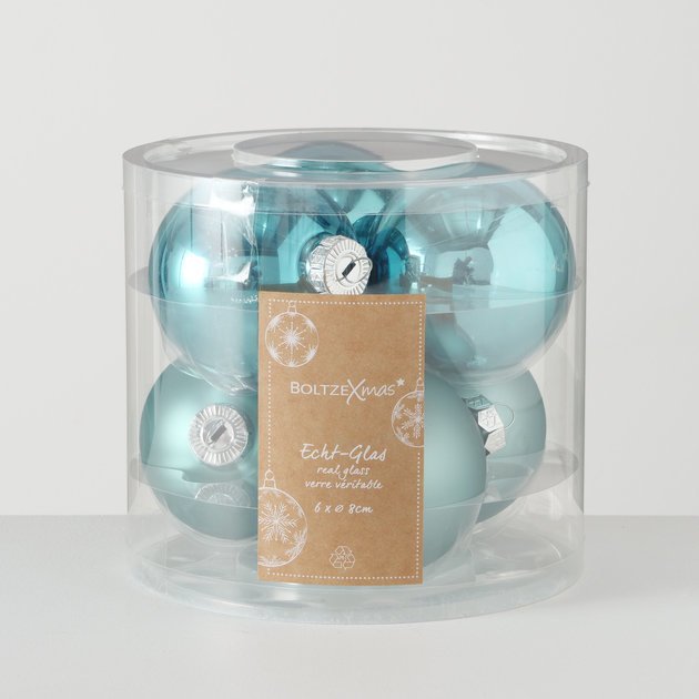 Weihnachtskugeln Ø 8 cm, 6 tlg, türkis 