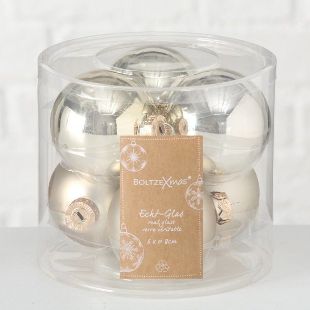 Weihnachtskugeln Ø 8 cm, 6 tlg, champagner 