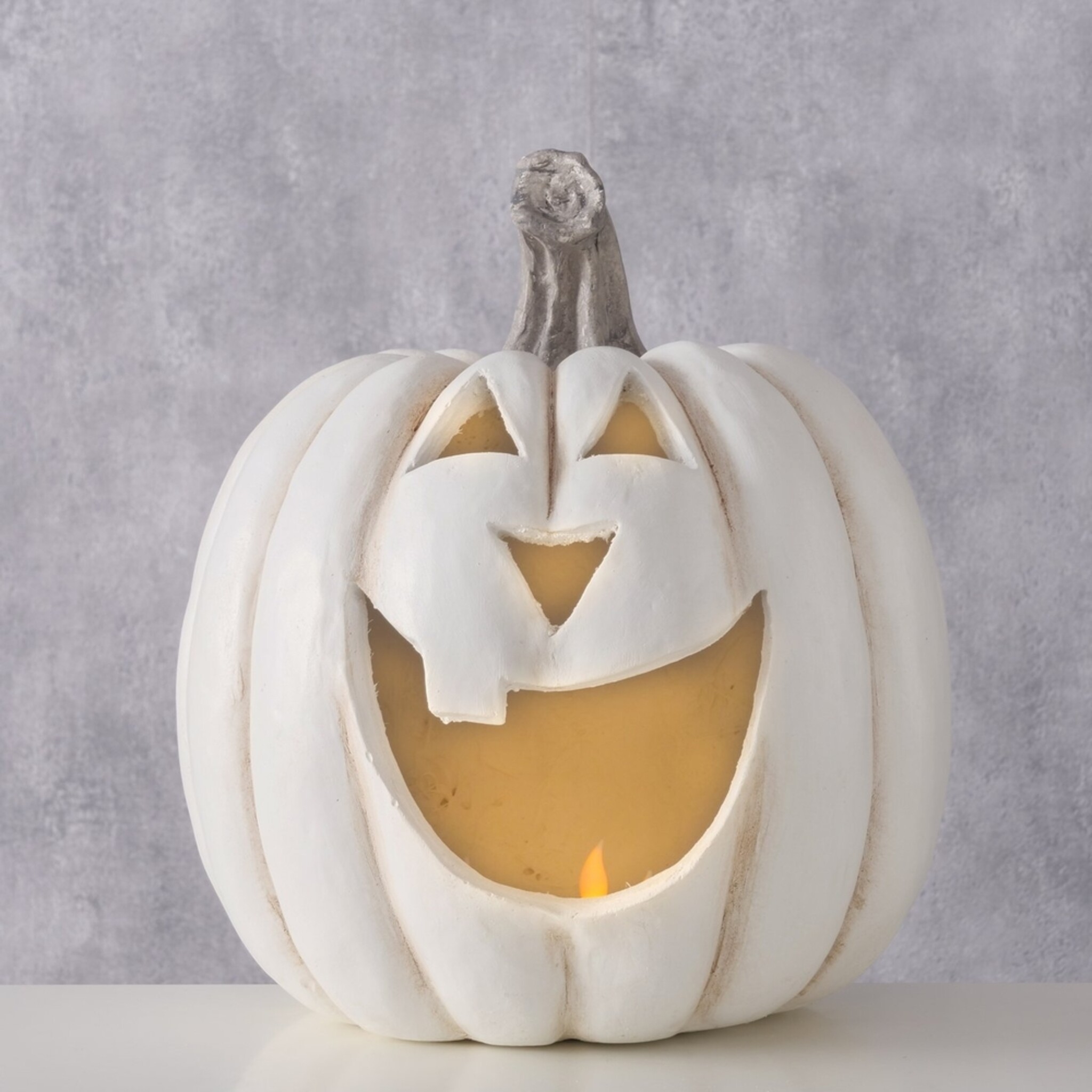 Deko Kürbis Aufsteller Baldomero, creme Ø 26 cm, Höhe 29 cm