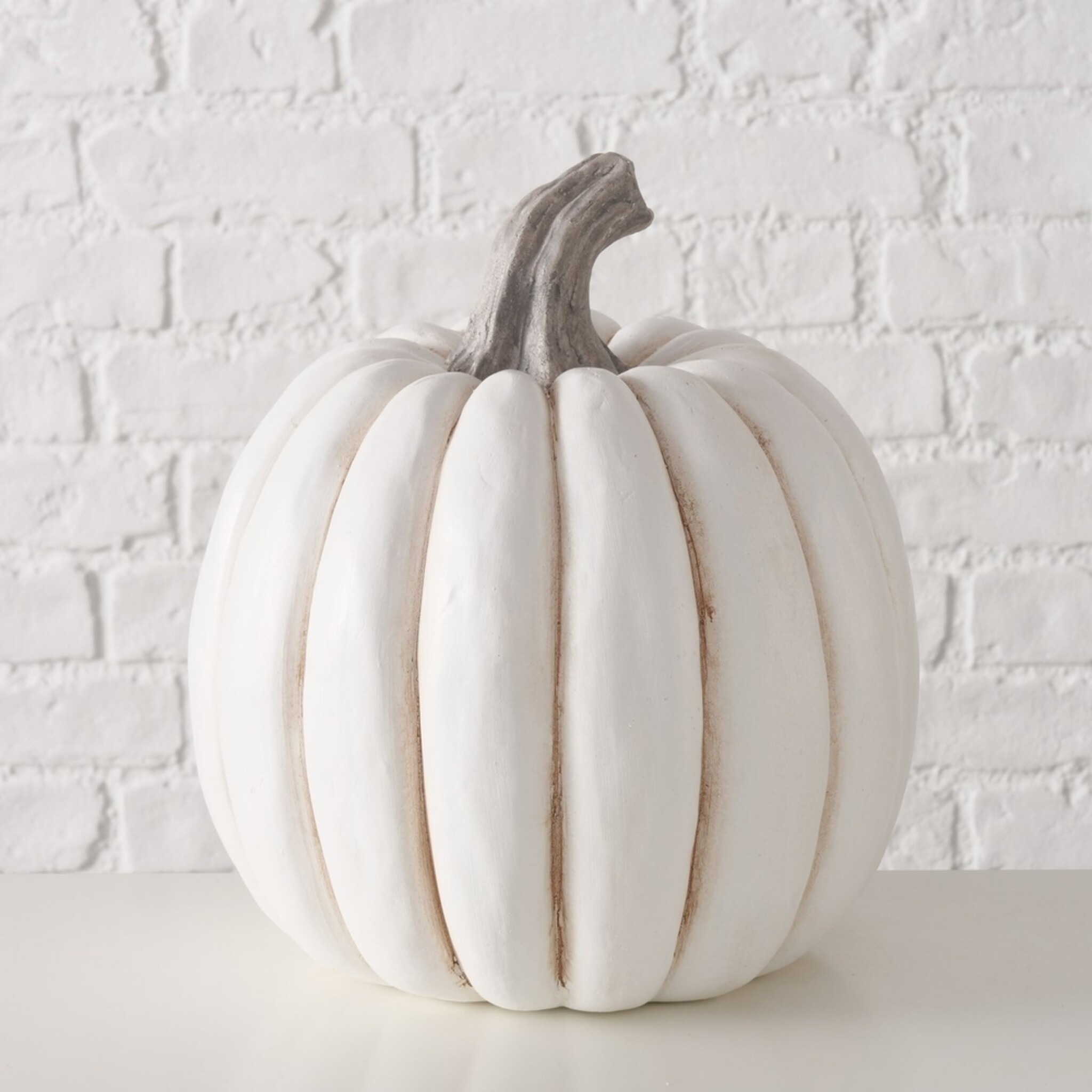 Deko Kürbis Aufsteller Baldomero, creme Ø 26 cm, Höhe 29 cm