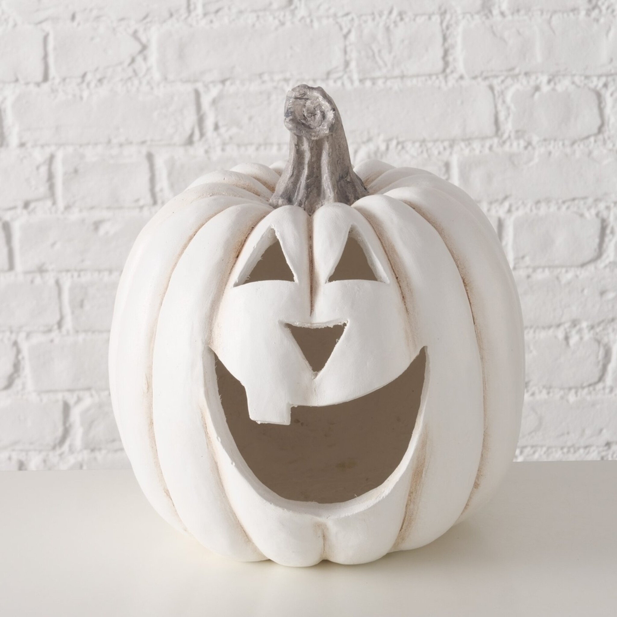 Deko Kürbis Aufsteller Baldomero, creme Ø 26 cm, Höhe 29 cm