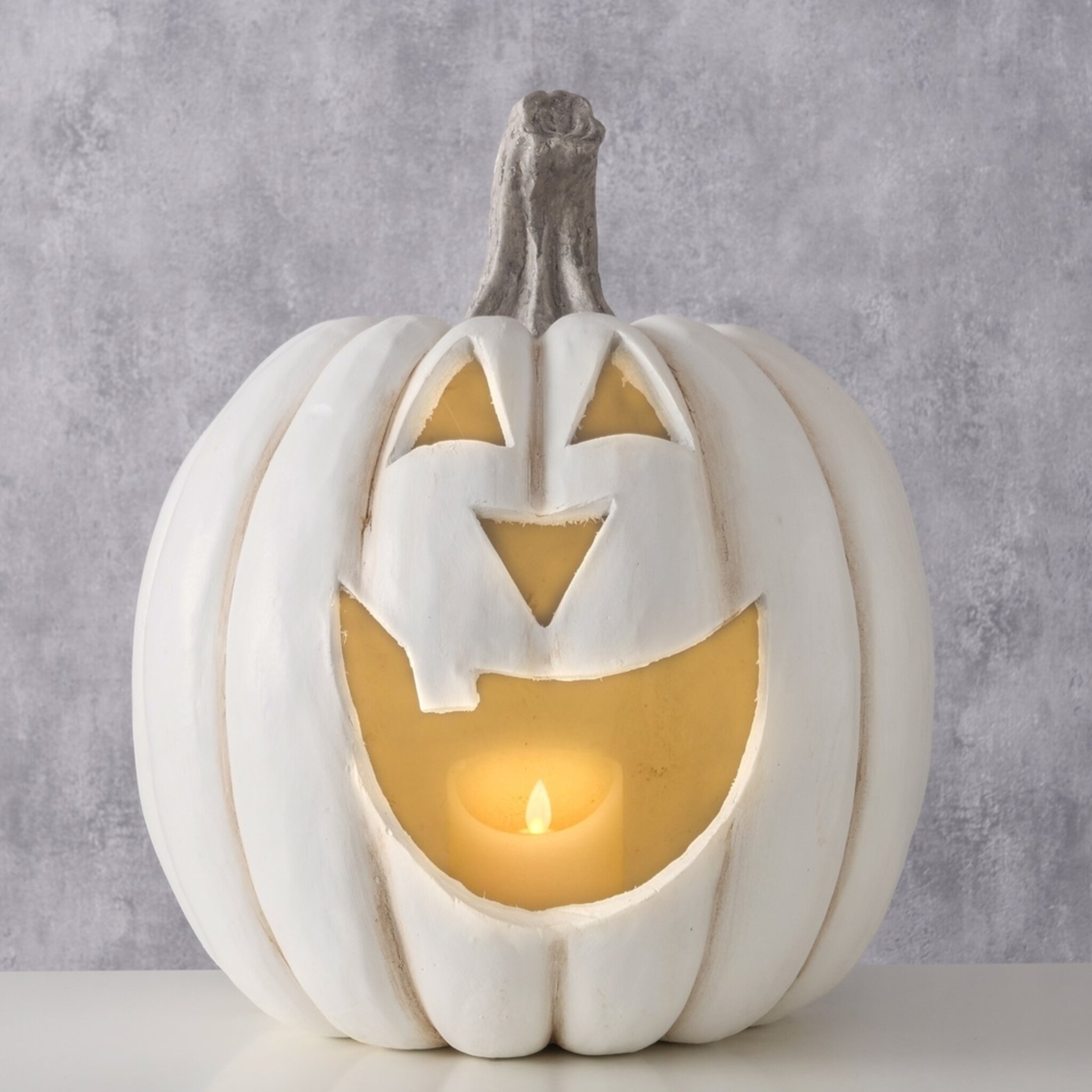 Deko Kürbis Aufsteller Baldomero, creme Ø 31 cm, Höhe 39 cm