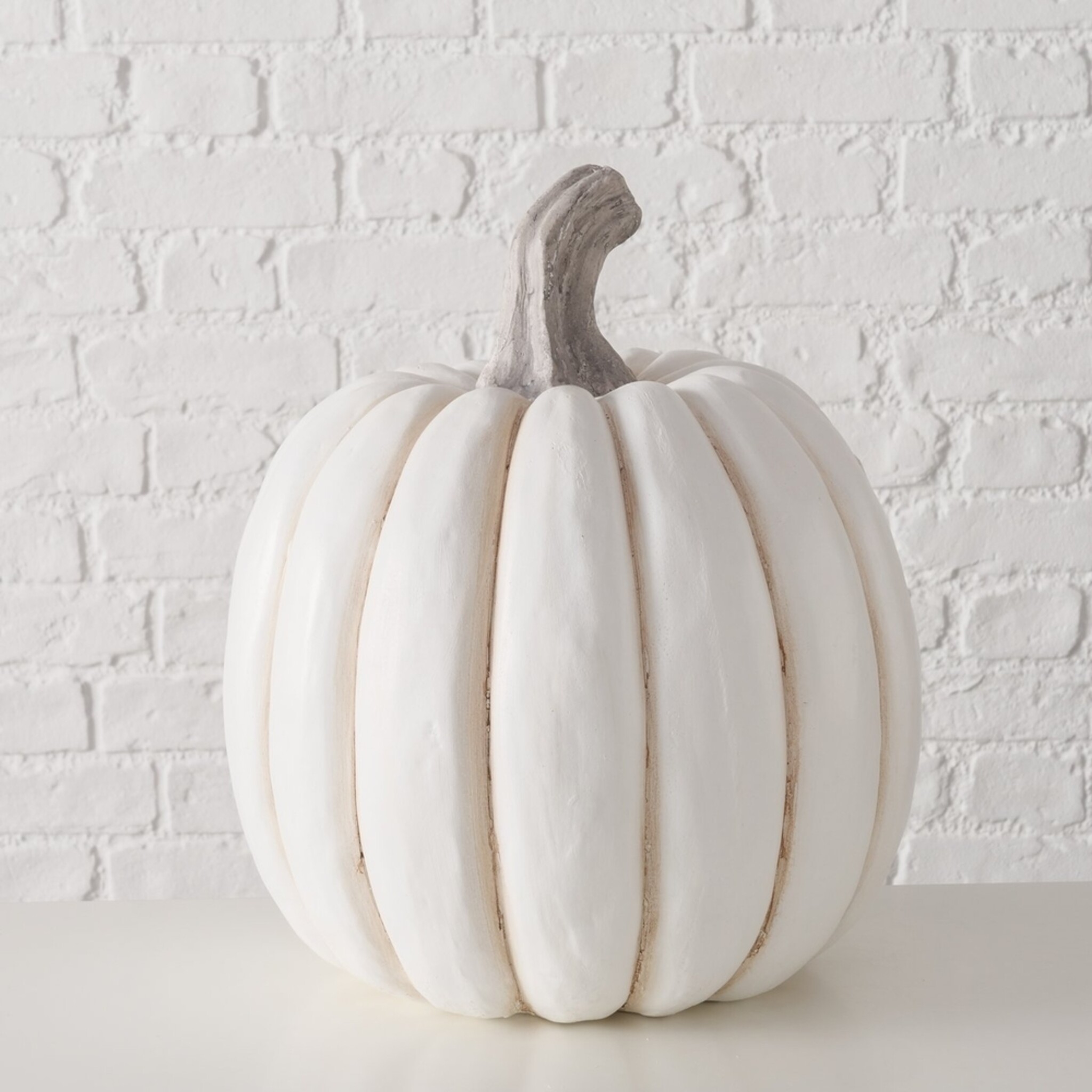 Deko Kürbis Aufsteller Baldomero, creme Ø 31 cm, Höhe 39 cm