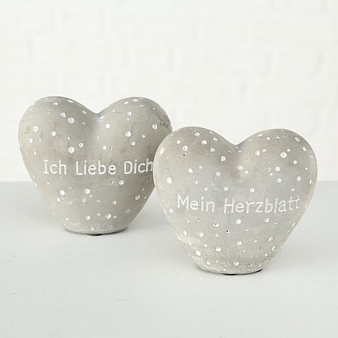 Dekoaufsteller Gracey Hearts, grau 10 x 5 x 9 cm