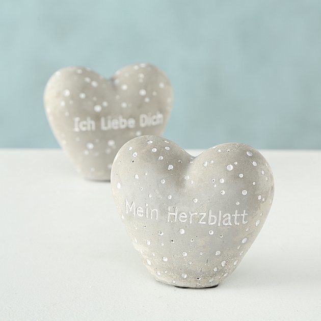 Dekoaufsteller Gracey Hearts, grau 10 x 5 x 9 cm