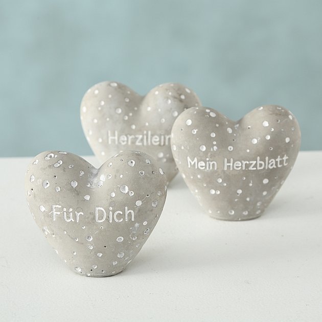 Dekoaufsteller Gracey Hearts, grau 9 x 4 x 8 cm