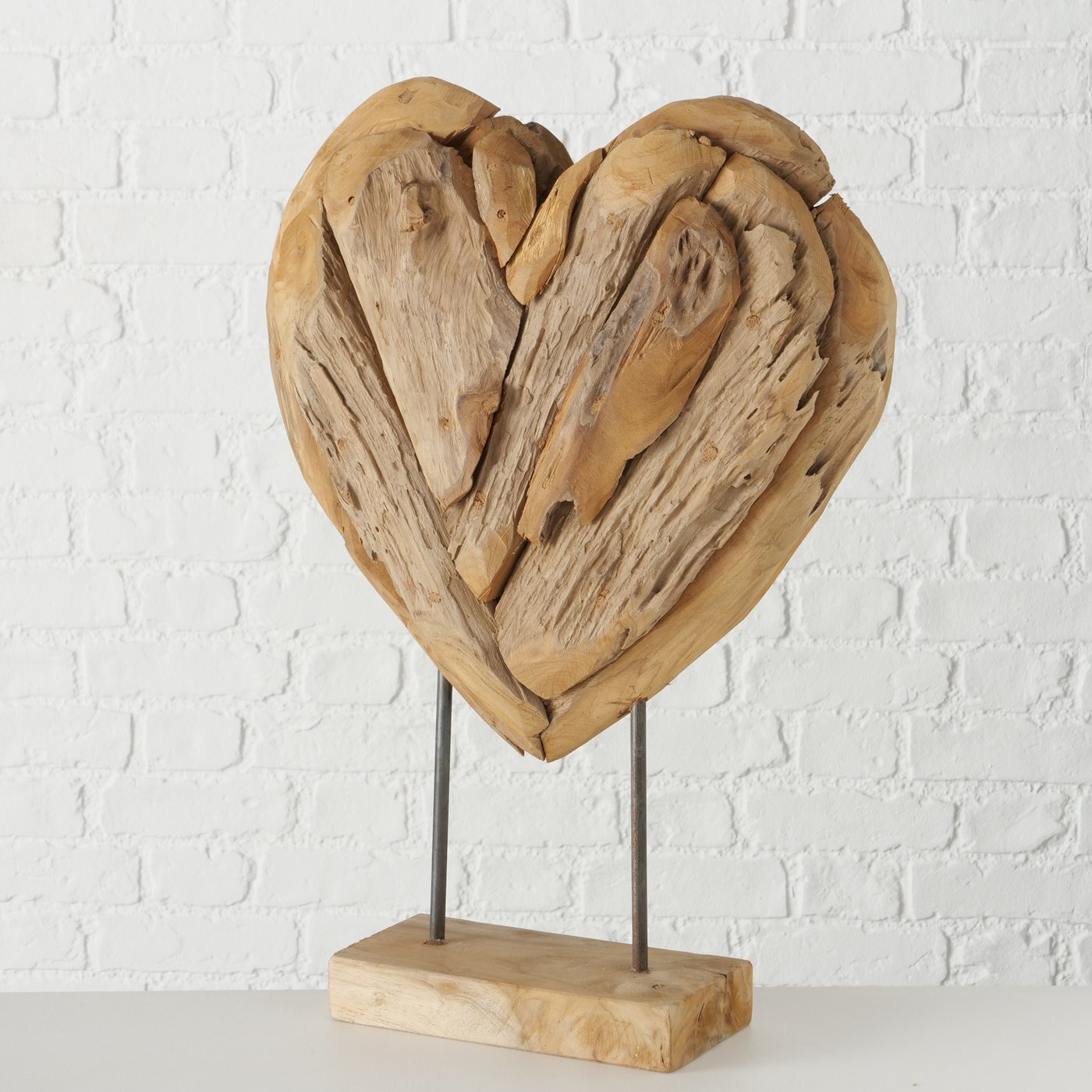 Dekoaufsteller Herz Teakholz, natur 43x13x62 cm