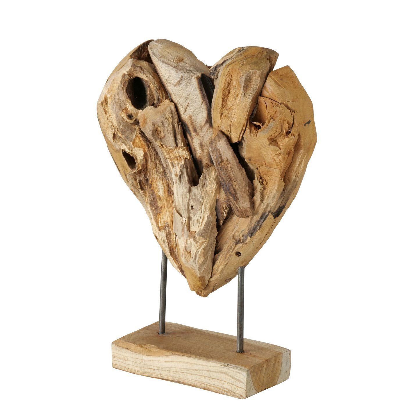 Dekoaufsteller Herz Teakholz, natur 31x10x40 cm