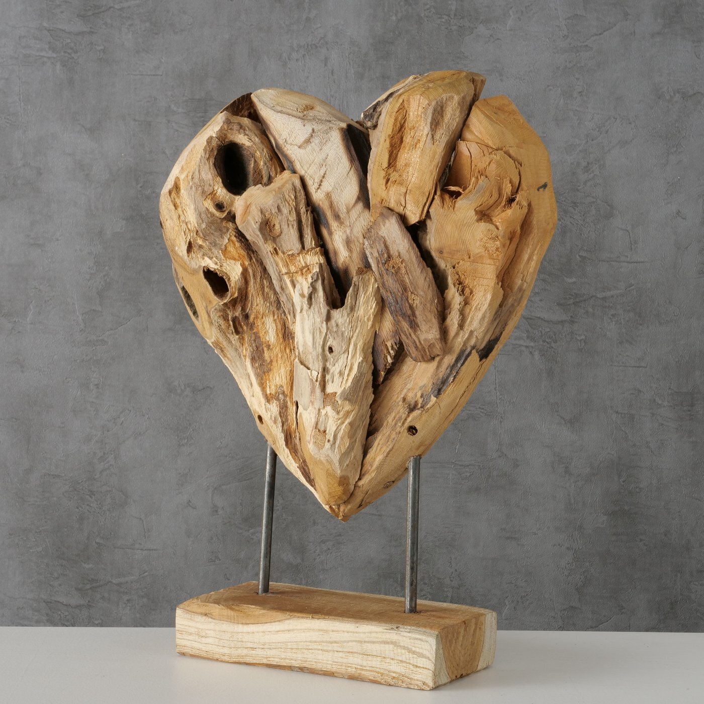 Dekoaufsteller Herz Teakholz, natur 31x10x40 cm