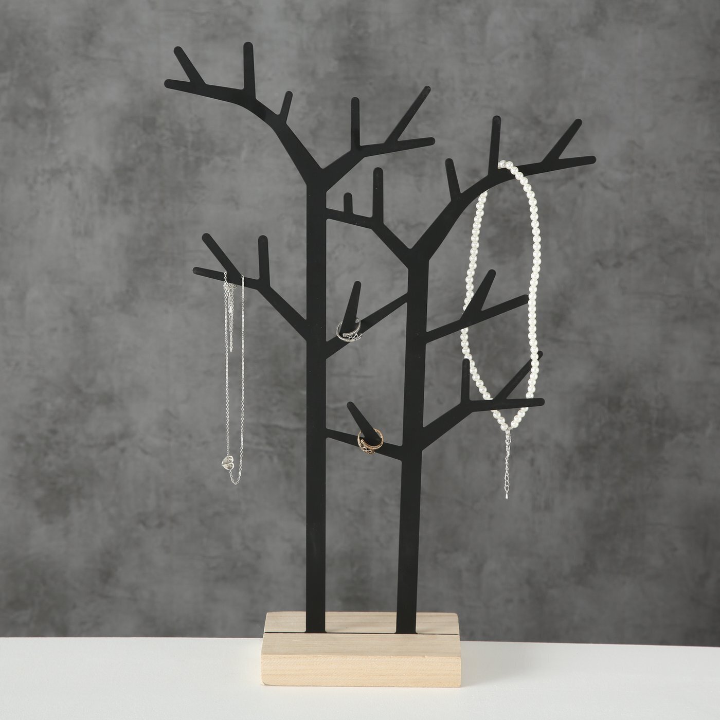 Dekoaufsteller Schmuckständer Baum Arek, schwarz, natur 