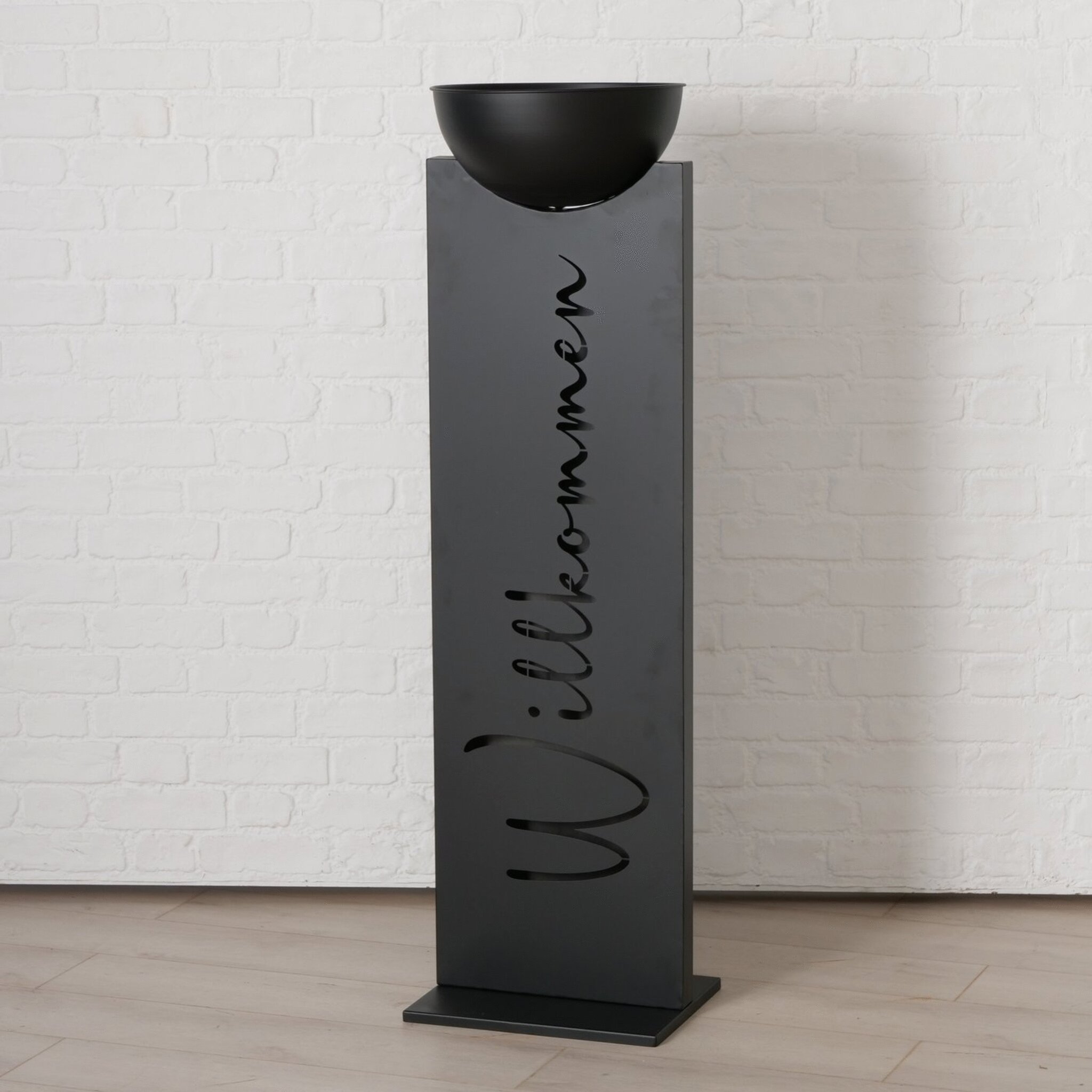 Dekosäule Luciano Willkommen, schwarz 