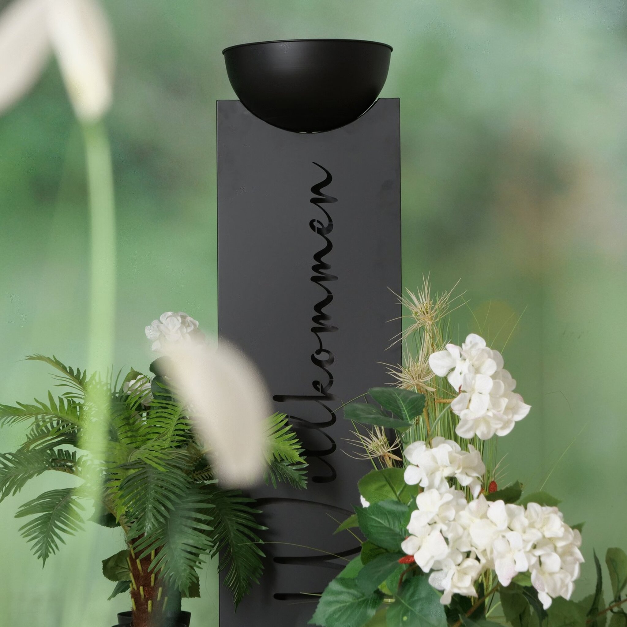 Dekosäule Luciano Willkommen, schwarz 