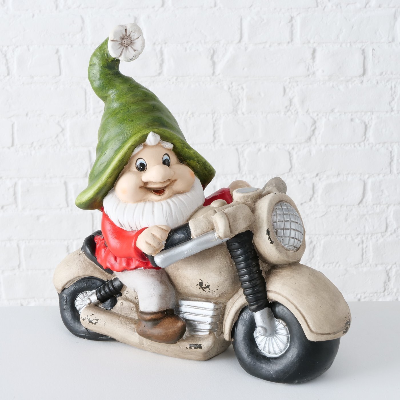 Figur Zwerg auf Motorrad Rimaldo, mehrfarbig 