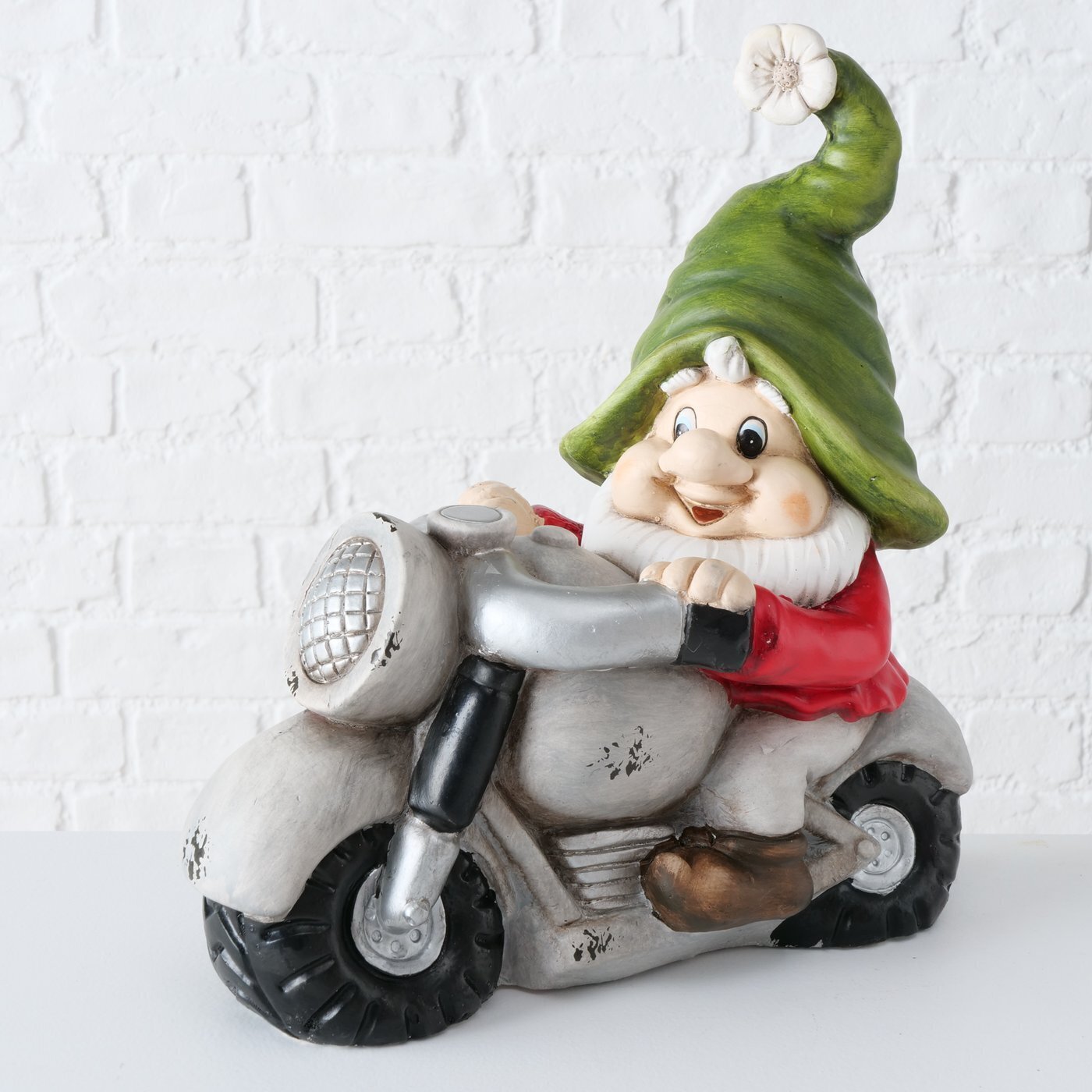 Figur Zwerg auf Motorrad Rimaldo, mehrfarbig 