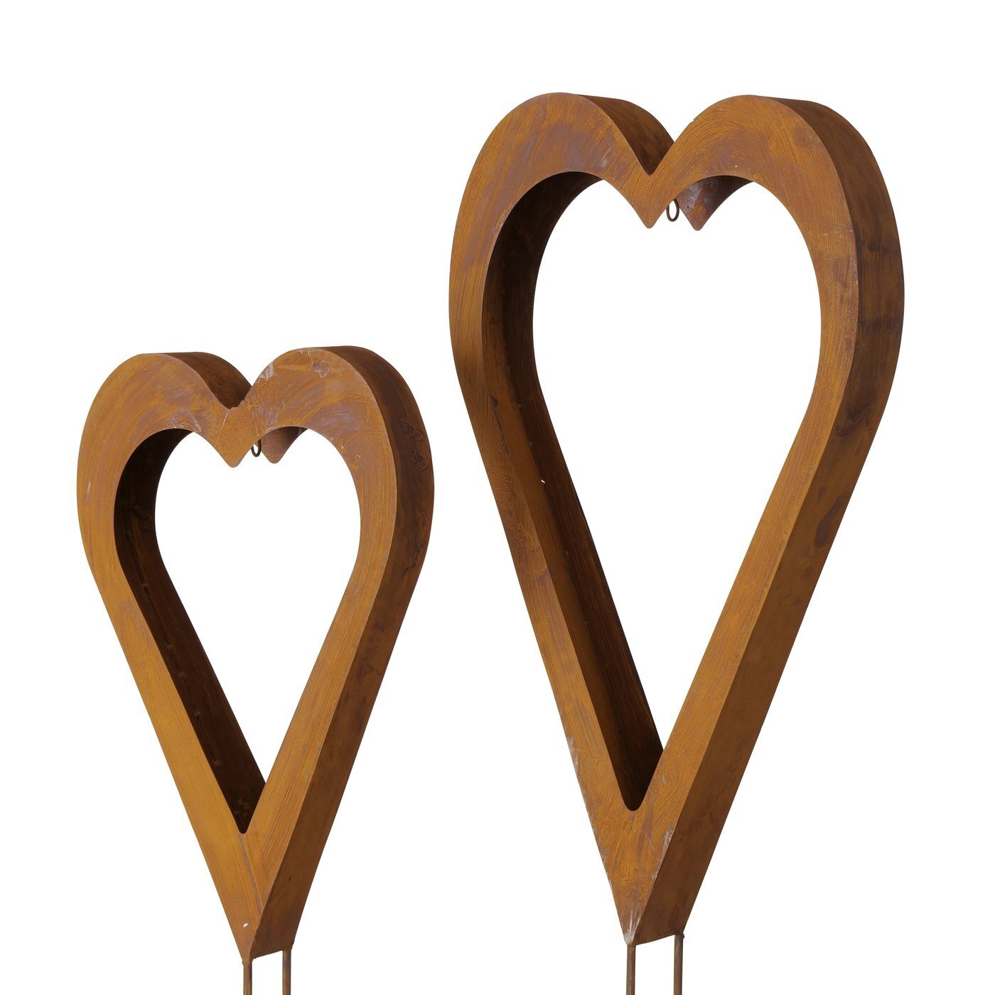 Gartenstab Heart, 2 tlg, braun