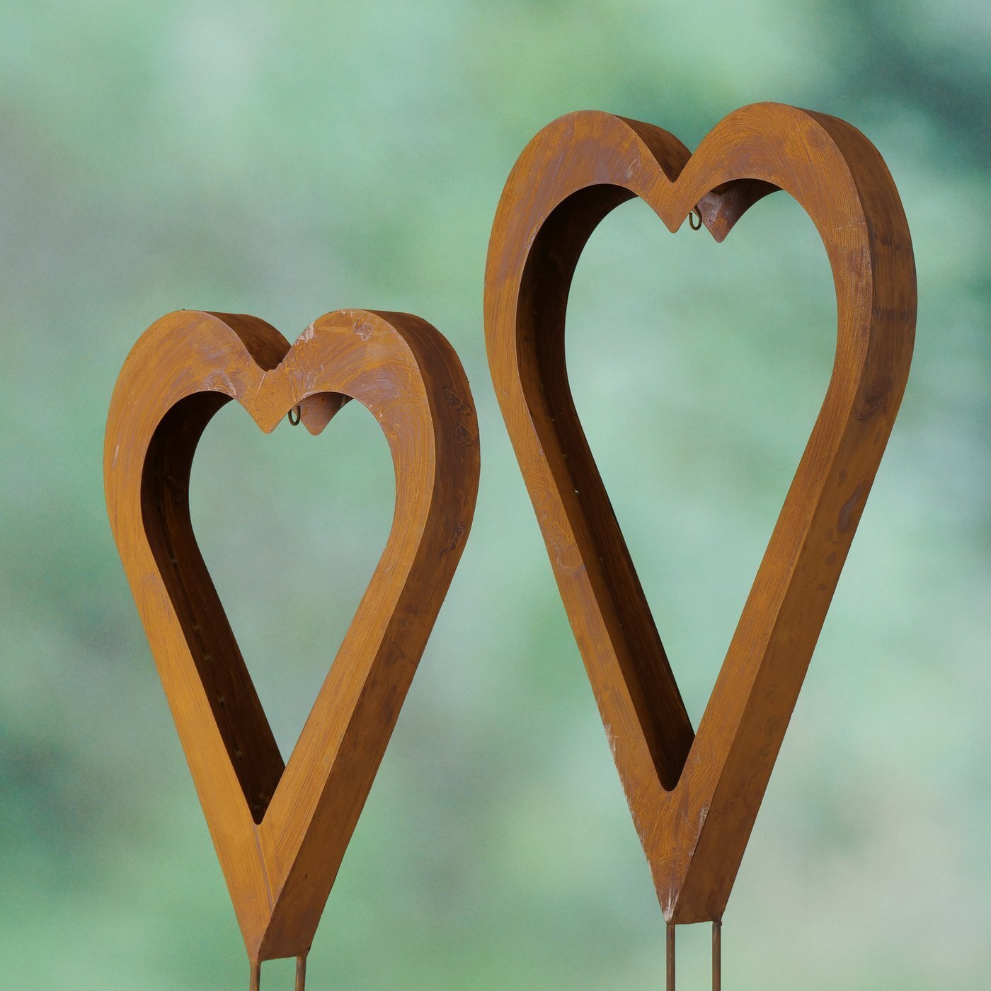 Gartenstab Heart, 2 tlg, braun