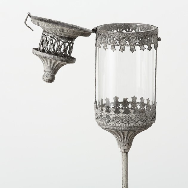 Gartenstab-Laterne Saba 2er, grau 