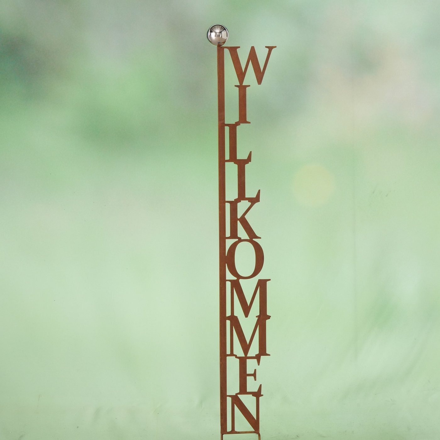 Gartenstab Willkommen, braun 