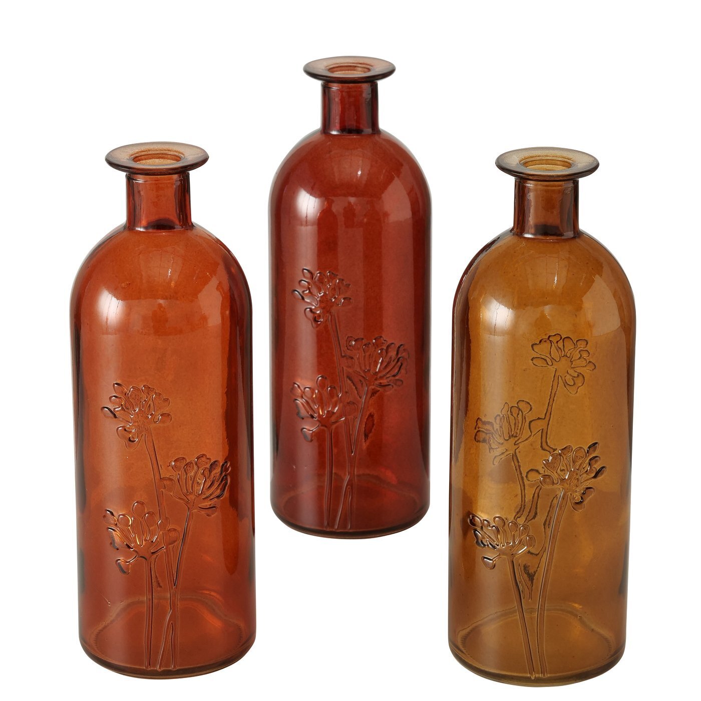 Glas Vase Lesina, 3er, braun 