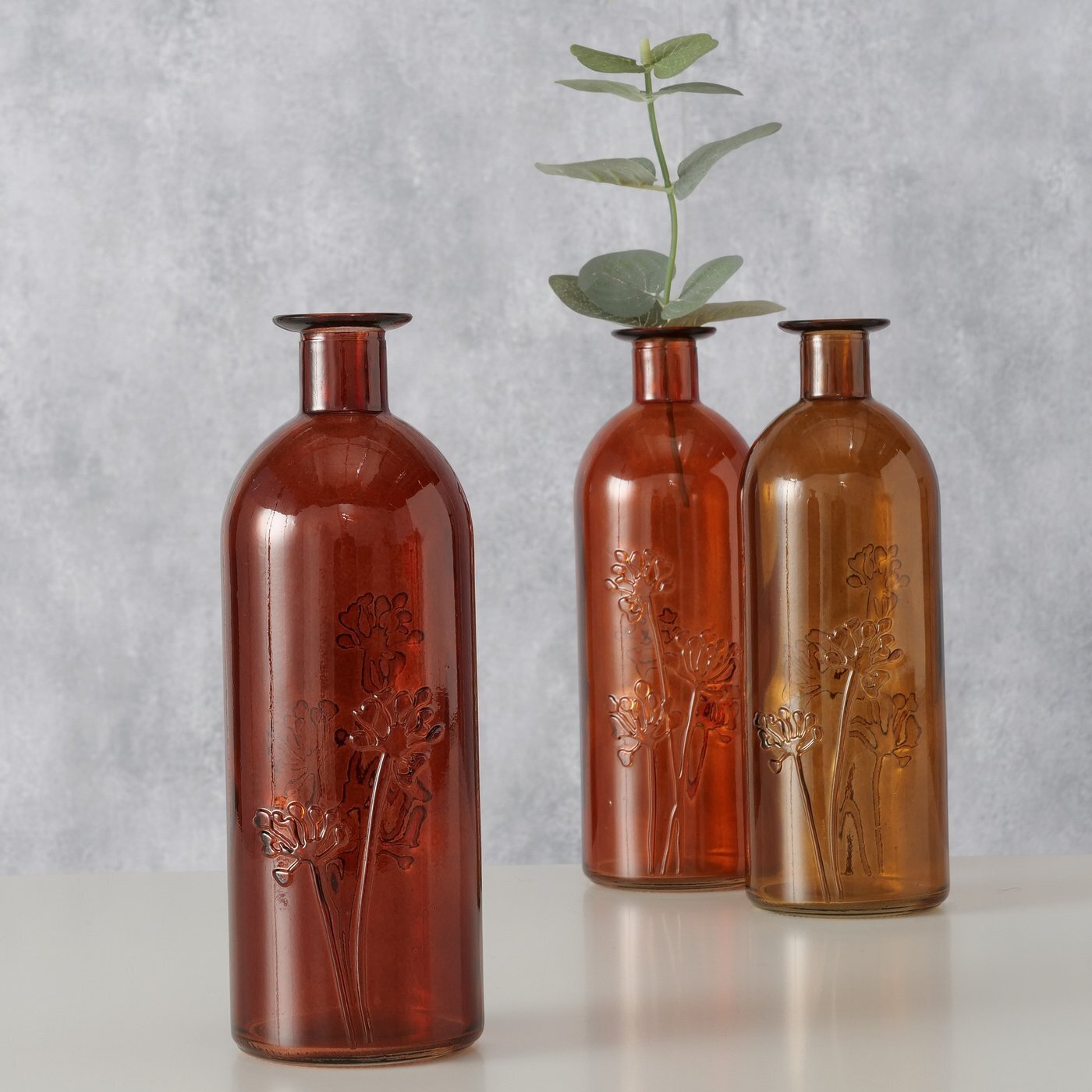 Glas Vase Lesina, 3er, braun 