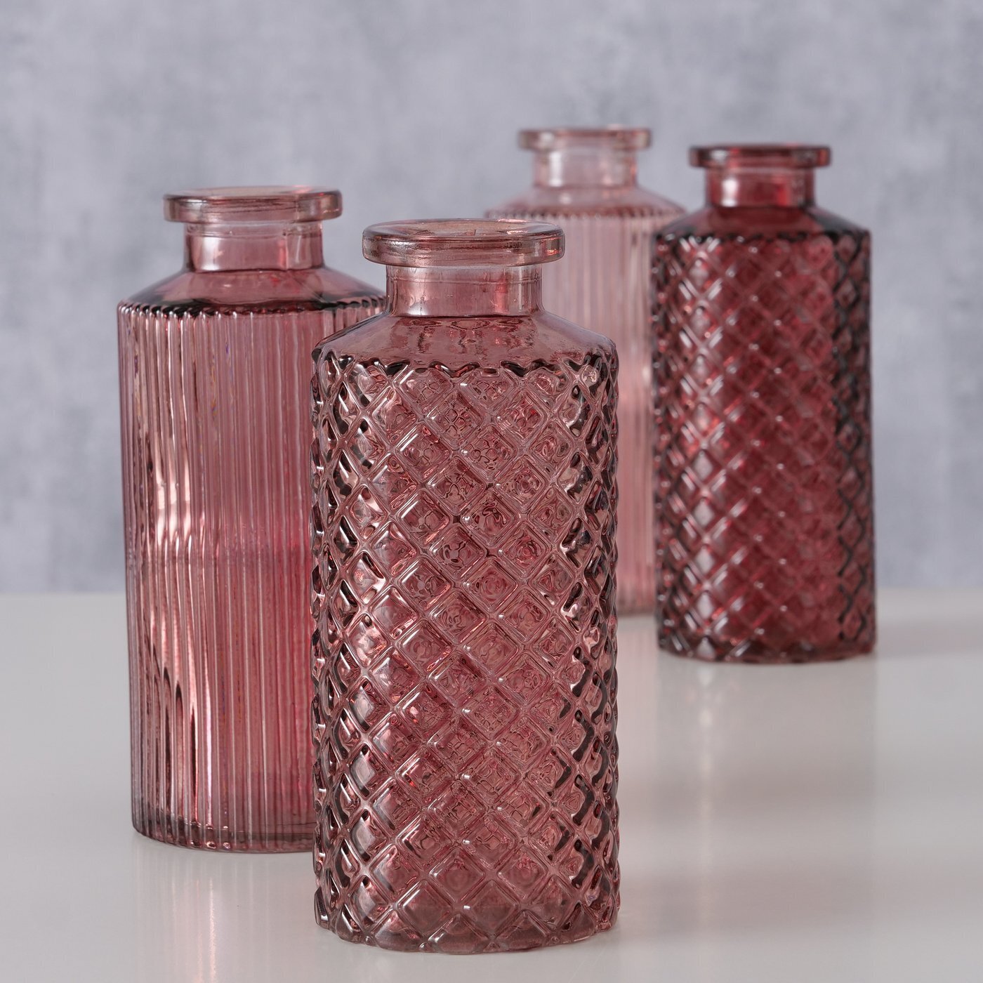 Glasvase Panja 4-teilig, dunkelrosa 