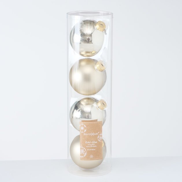 Große Weihnachtskugeln Ø 10 cm, 4 tlg, champagner