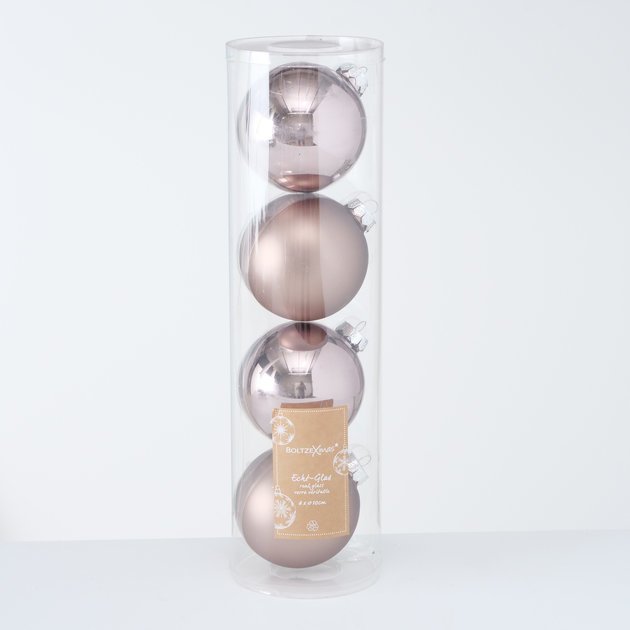 Große Weihnachtskugeln Ø 10 cm, 4 tlg, taupe