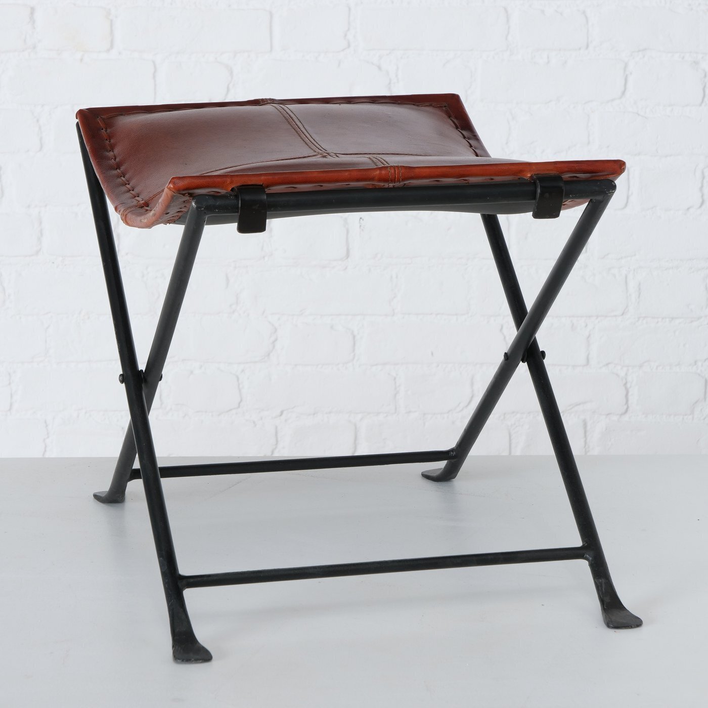 Industrial Leder Hocker Copernica, braun 