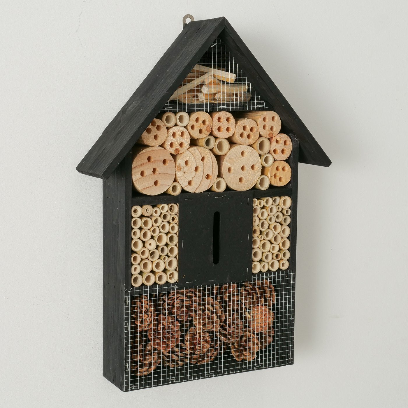 Insektenhotel Bieny, schwarz, natur 10 x 34 x 47 cm