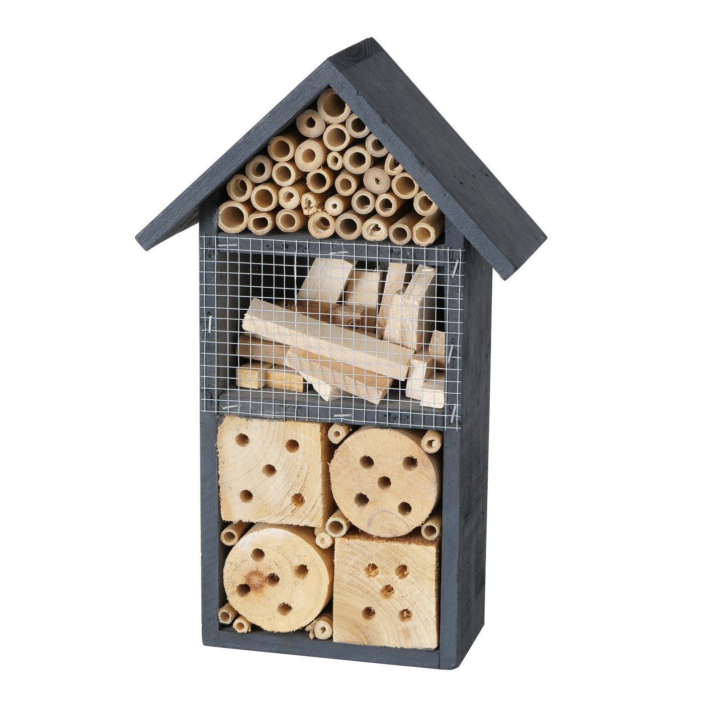 Insektenhotel Bieny, schwarz, natur 20 x 10 x 33 cm