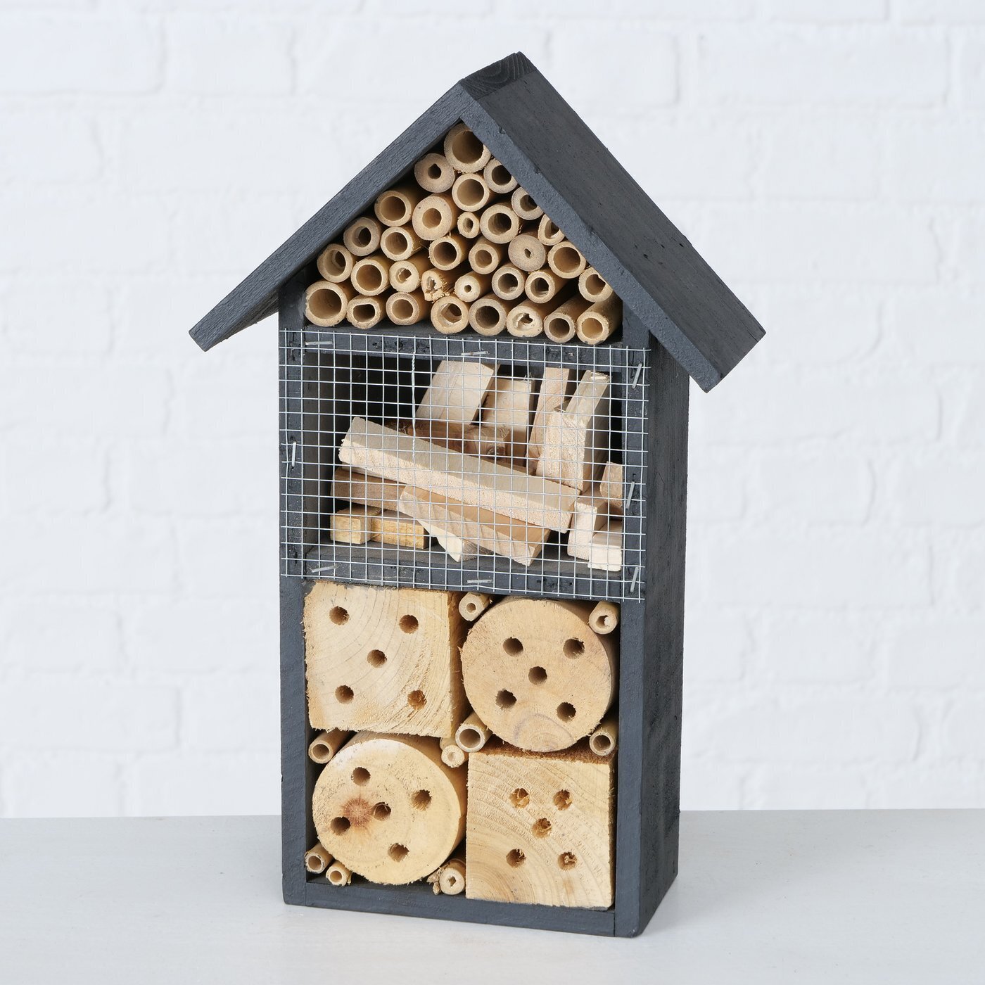 Insektenhotel Bieny, schwarz, natur 20 x 10 x 33 cm