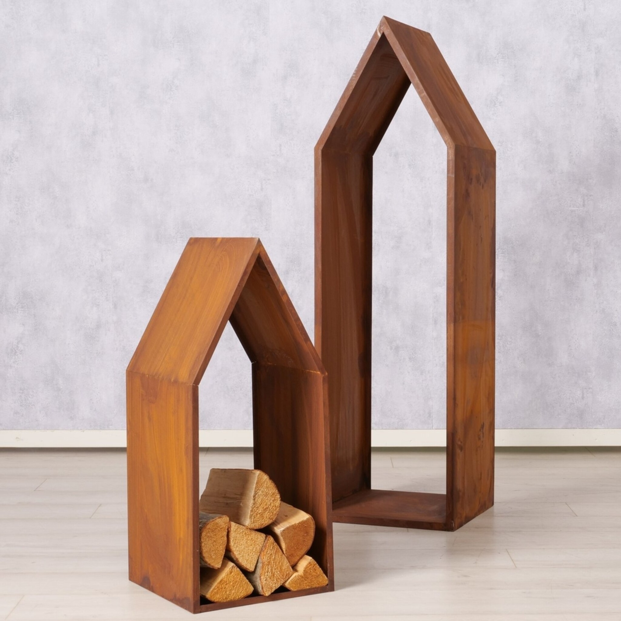 Kaminholzregal Rumo aus Metall, 2 tlg., braun 