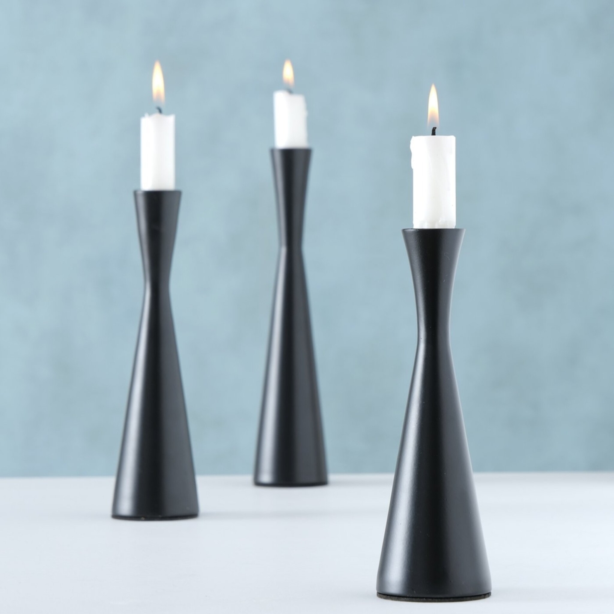 Kerzenleuchter Cone, 3 tlg, schwarz 