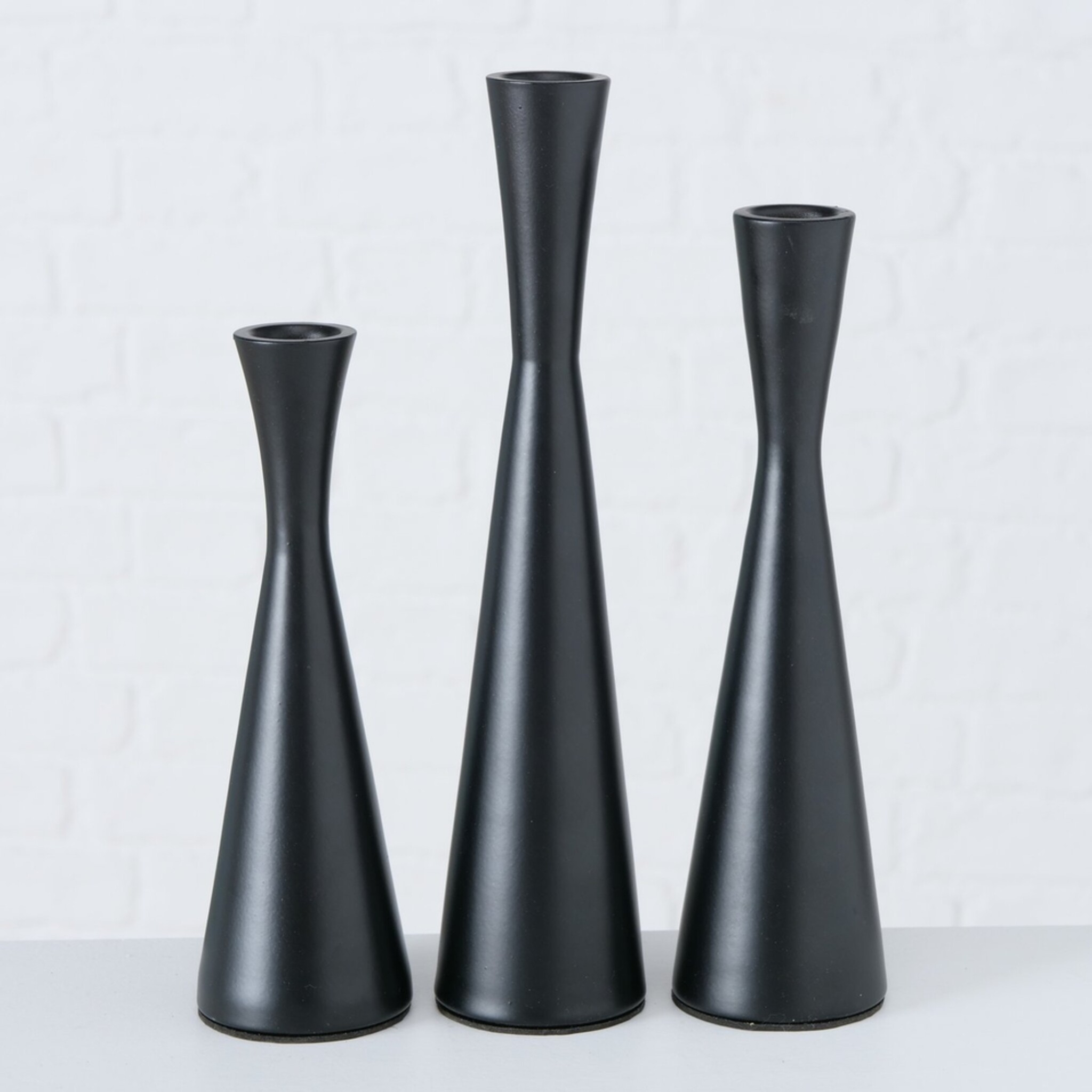 Kerzenleuchter Cone, 3 tlg, schwarz 