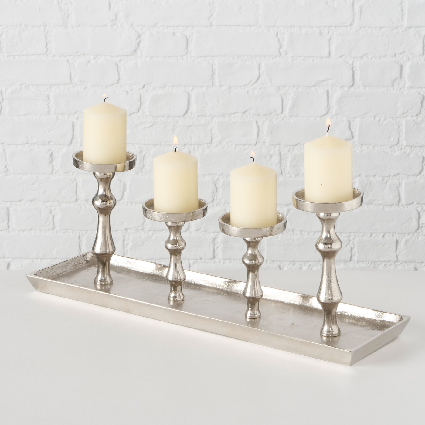 Kerzenleuchter Furo länglich, silber L 53cm x B 15cm x H 20cm